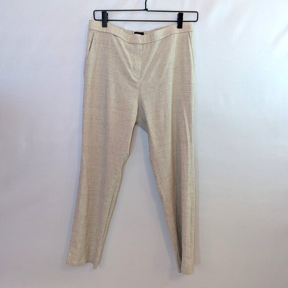 Theory | Linen Treeca Pull-On Ankle Pant Eco Sharkskin in Oat Melange | Size 6 - Picture 2 of 10